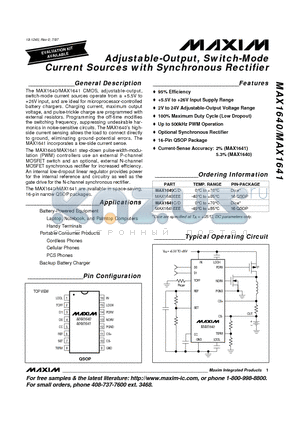 MAX1640D datasheet - Adjustable-Output, Switch-Mode Current Sources with Synchronous Rectifier