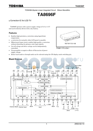 TA8696 datasheet - TOSHIBA Bipolar Linear Integrated Circuit Silicon Monolithic