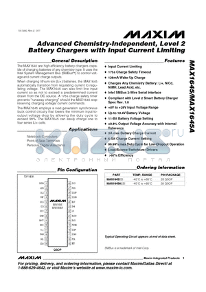 MAX1645-MAX1645A datasheet - Advanced Chemistry-Independent, Level 2 Battery Chargers with Input Current Limiting