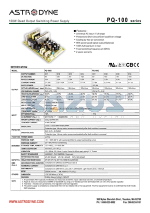 PD-110B datasheet - 100W Quad Output Switching Power Supply