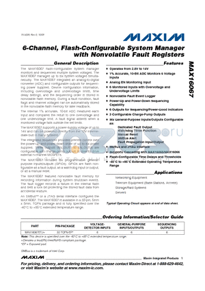 MAX16067ETJ+ datasheet - 6-Channel, Flash-Configurable System Manager with Nonvolatile Fault Registers