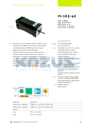 PD-163-42 datasheet - 42mm/NEMA17 High Performance BLDC Motor with Controller/Driver and Serial Interface