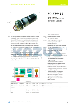 PD-170-57 datasheet - 57mm diameter BLDC Encoder Motor with Controller/Driver and Serial Interface