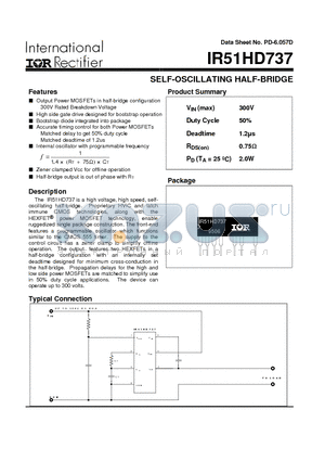 IR51HD737 datasheet - SELF-OSCILLATING HALF-BRIDGE