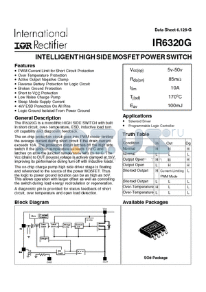 IR6320G datasheet - INTELLIGENT HIGH SIDE MOSFET POWER SWITCH