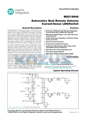 MAX16948_13 datasheet - Automotive Dual Remote Antenna Current-Sense LDO/Switch