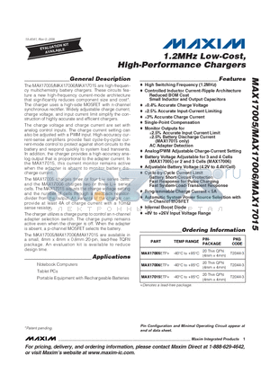 MAX17006 datasheet - 1.2MHz Low-Cost, High-Performance Chargers