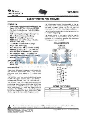 TB3R1LD datasheet - QUAD DIFFERENTIAL PECL RECEIVERS