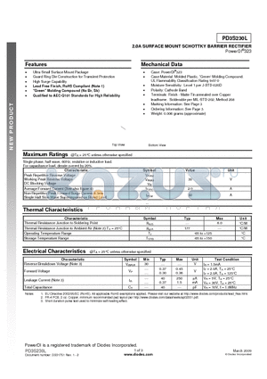 PD3S230L datasheet - 2.0A SURFACE MOUNT SCHOTTKY BARRIER RECTIFIER