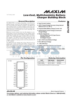 MAX1772 datasheet - Low-Cost, Multichemistry Battery-Charger Building Block
