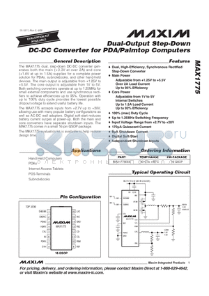 MAX1775EEE datasheet - Dual-Output Step-Down DC-DC Converter for PDA/Palmtop Computers