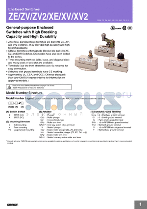 XE-NA277-2 datasheet - General-purpose Enclosed Switches with High Breaking Capacity and High Durability