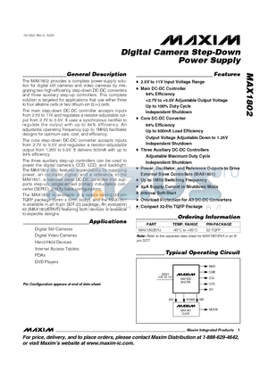 MAX1802 datasheet - Digital Camera Step-Down Power Supply