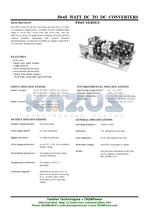 PD65-32 datasheet - 50-65 WATT DC TO DC CONVERTERS