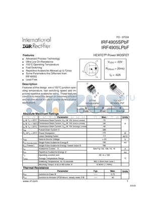 IRF4905LPBF datasheet - HEXFET Power MOSFET
