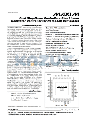 MAX1816ETM datasheet - Dual Step-Down Controllers Plus Linear- Regulator Controller for Notebook Computers