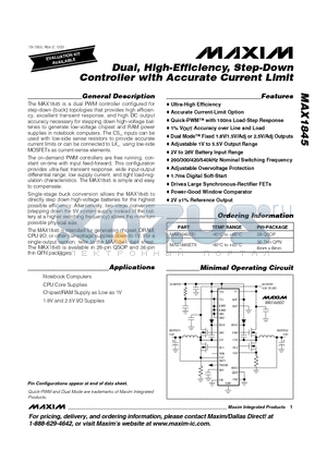 MAX1845 datasheet - Dual, High-Efficiency, Step-Down Controller with Accurate Current Limit