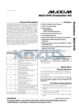 MAX1945 datasheet - Evaluation Kit
