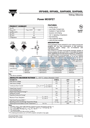 IRF640LPBF datasheet - Power MOSFET