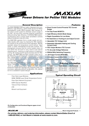 MAX1968-MAX1969 datasheet - Power Drivers for Peltier TEC Modules