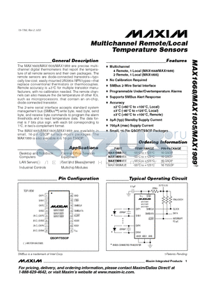 MAX1989MUE datasheet - Multichannel Remote/Local Temperature Sensors