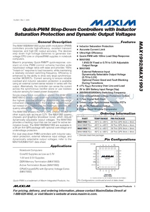 MAX1992_05 datasheet - Quick-PWM Step-Down Controllers