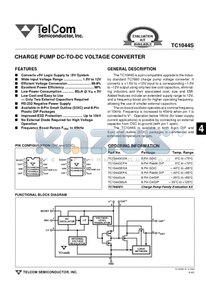 TC1044SCPA datasheet - CHARGE PUMP DC-TO-DC VOLTAGE CONVERTER