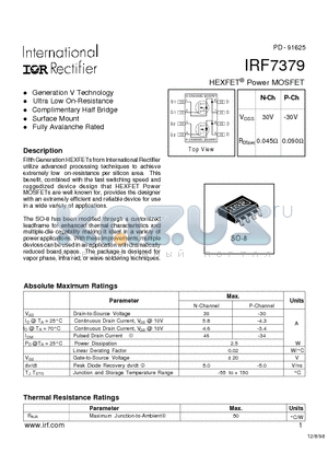 IRF7379 datasheet - Power MOSFET