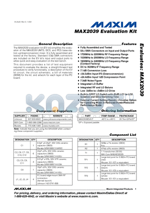 MAX2039EVKIT datasheet - Evaluation Kit