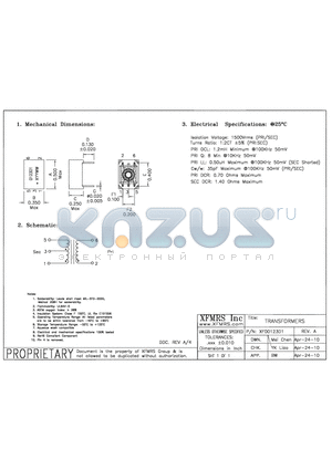 XF00123D1 datasheet - TRANSFORMERS