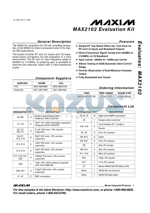 MAX2102 datasheet - Evaluation Kit