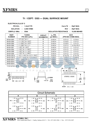 XF0013B13 datasheet - T1 / CEPT / DS3 - DUAL SURFACE MOUNT