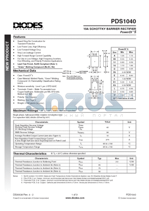 PDS1040-13 datasheet - 10A SCHOTTKY BARRIER RECTIFIER