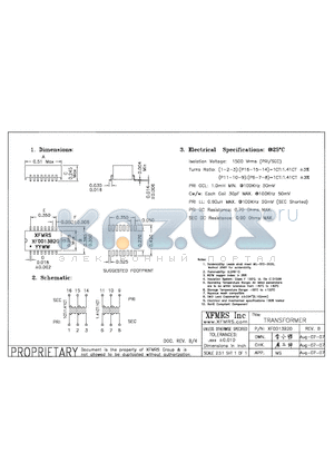 XF0013B20 datasheet - TRANSFORMER