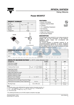 IRF9Z34PBF datasheet - Power MOSFET