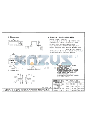 XF0013B24_10 datasheet - SMD T1/E1 ISOLATION MODULE