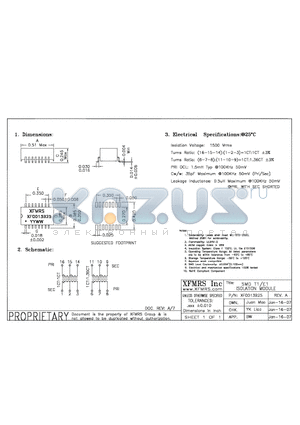 XF0013B25 datasheet - SMD T1/E1 ISOLATION MODULE