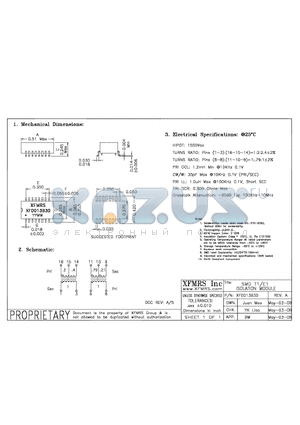 XF0013B30 datasheet - SMD T1/E1 ISOLATION MODULE