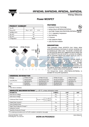 IRF9Z34STRR datasheet - Power MOSFET