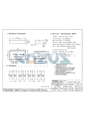 XF0013Q15_11 datasheet - UNLESS OTHERWISE SPECIFIED TOLERANCES -0.010 DIMENSIONS IN INCH