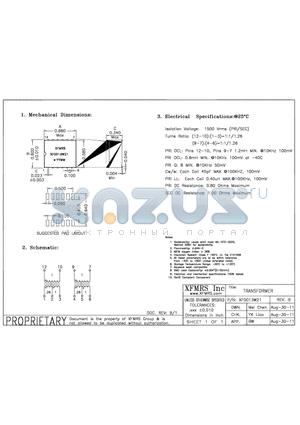 XF0013W21 datasheet - UNLESS OTHERWISE SPECIFIED TOLERANCES -0.010 DIMENSIONS IN INCH