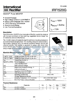 IRFI520G datasheet - HEXFET POWER MOSFET