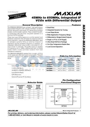 MAX2605_02 datasheet - 45MHz to 650MHz, Integrated IF VCOs with Differential Output