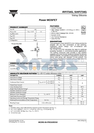 IRFI734G datasheet - Power MOSFET