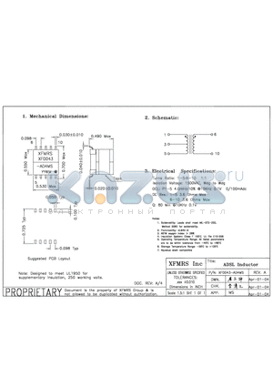 XF0043-AD4MS datasheet - ADSL Inductor
