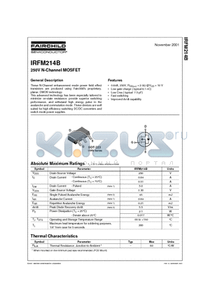 IRFM214B datasheet - 250V N-Channel MOSFET