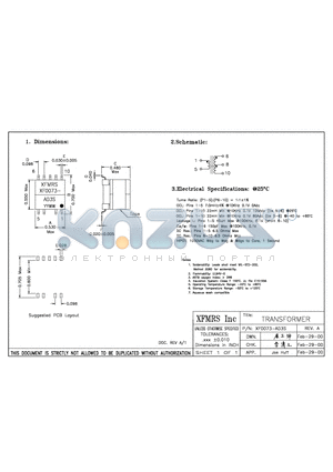 XF0073-AD3S datasheet - TRANSFORMER