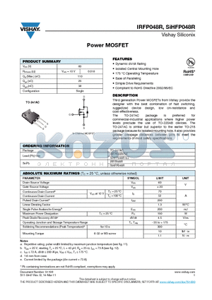 IRFP048RPBF datasheet - Power MOSFET