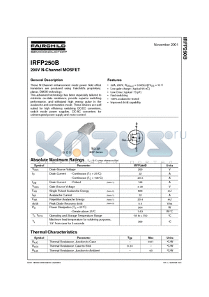 IRFP250 datasheet - 200V N-Channel MOSFET