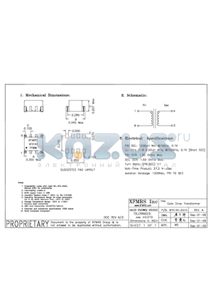 XF0144-GD10 datasheet - Gate Drive Transformer